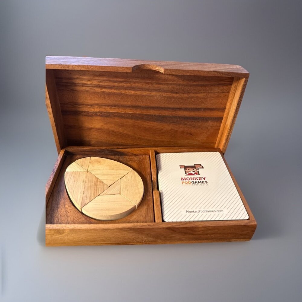 Monkey Pod Games Egg Tangram Set Wood Box Develops Creative Thinking - Picture 6 of 6